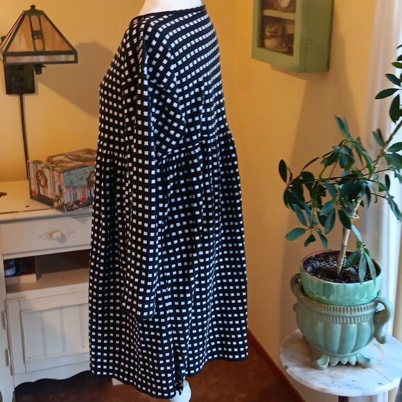 Joan Vass. USA  Windowpane Knit Dress. Empire Waist, Soft Knit,  Schoolgirlcore - Picture 4 of 12